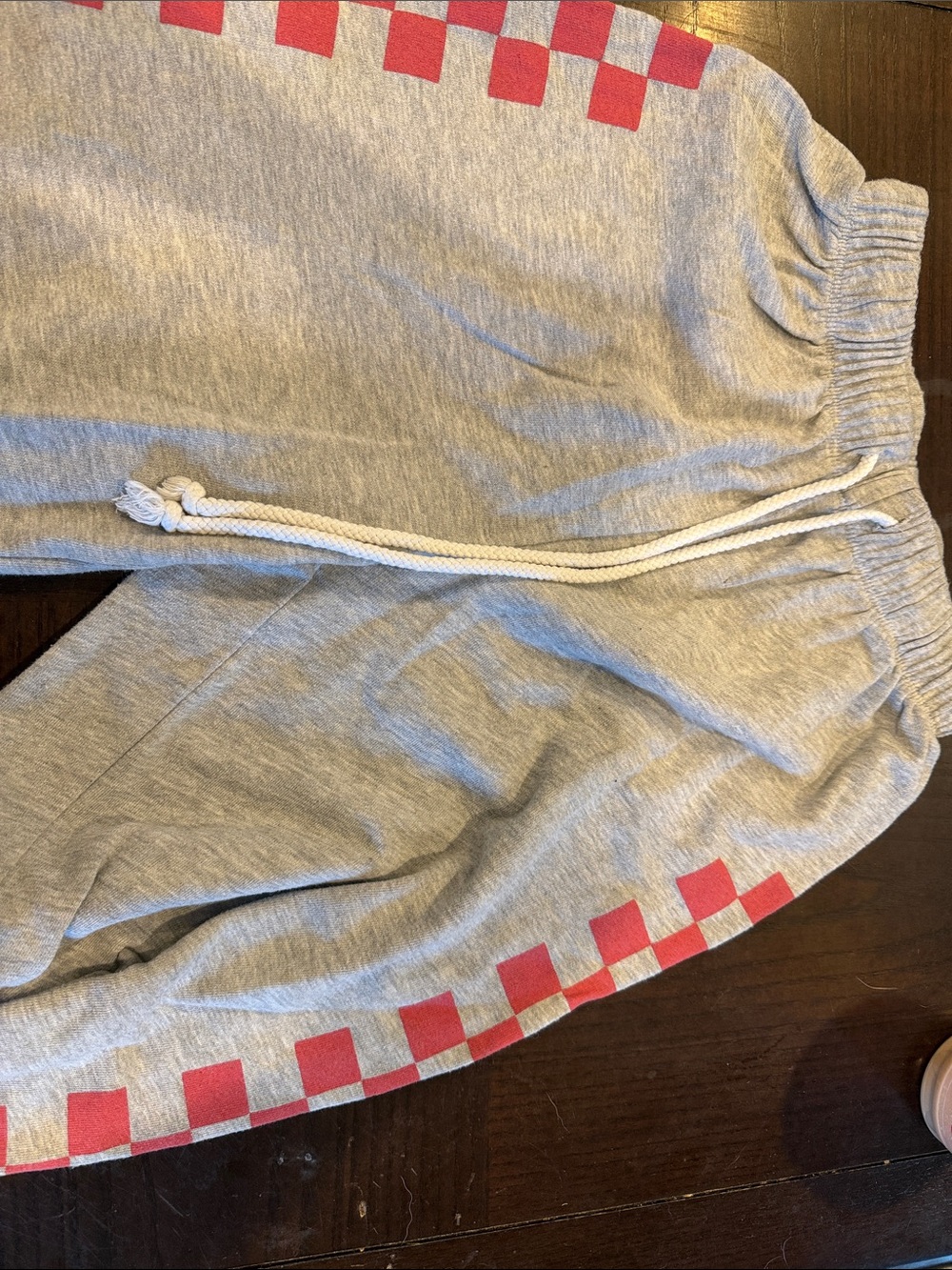 Target Gray Joggers with Red Checker Trim